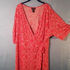 Peach and White Wrap Dress